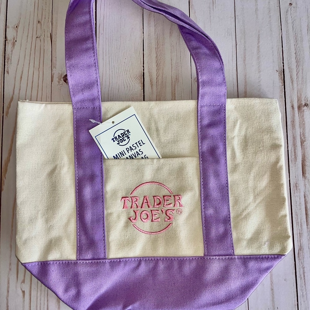 Trader Joe’s Purple Pastel Mini Canvas Tote! Over the shoulder tote for spring 🪻